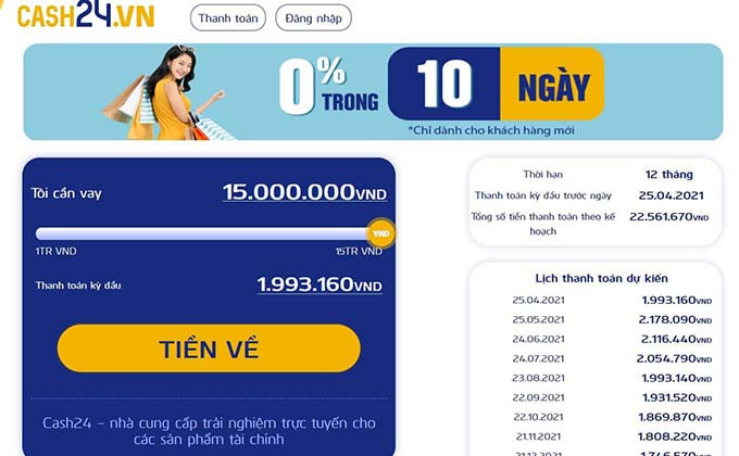 Cash24.vn – Địa chỉ vay tiền online an toàn