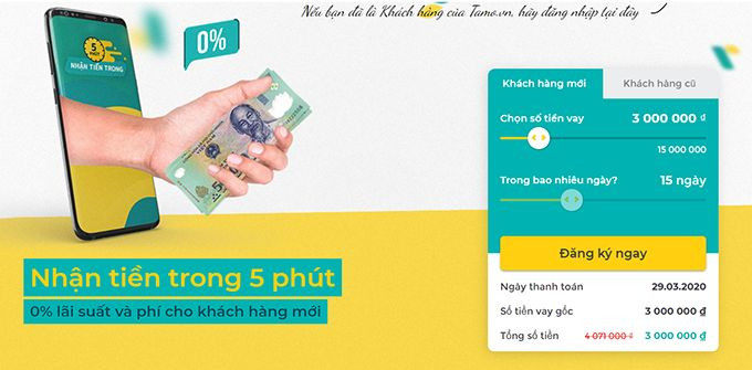 Giao diện ứng dụng Tamo cho vay nhanh chóng