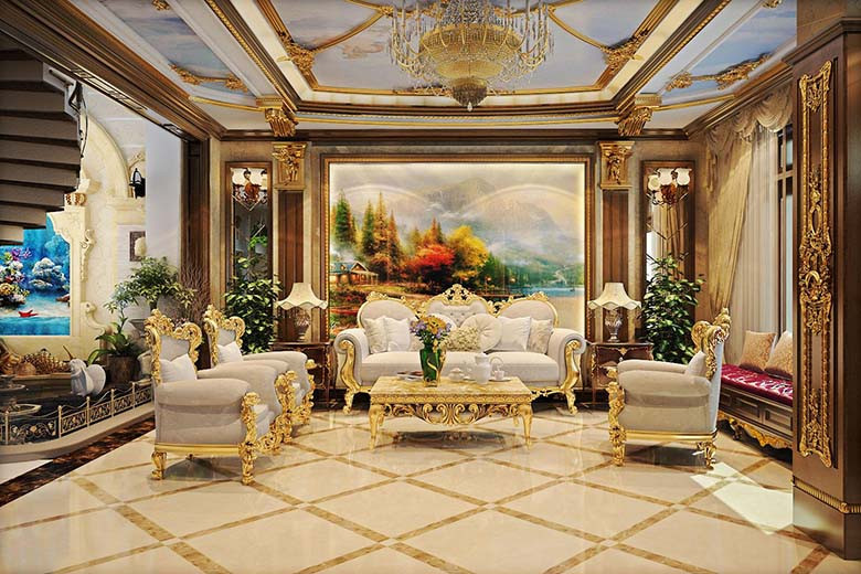 Nội thất phòng khách cổ điển tôn vinh giá trị văn hóa